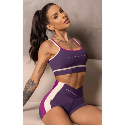 Purple Runner Shorts with wrap waistband 1