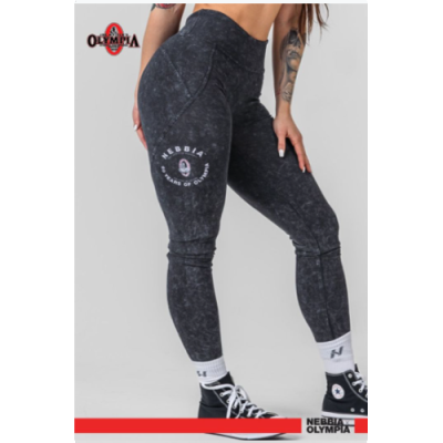 Washed High Waisted Leggings GYM WARRIOR BLACK 5