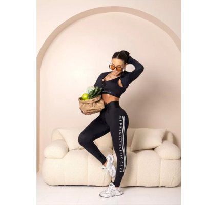 Black Brighten Fitness Top with Tie 10