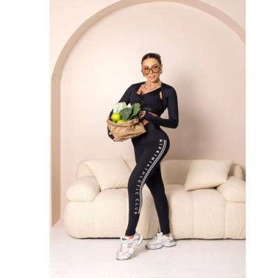 Black Brighten Fitness Top with Tie 3