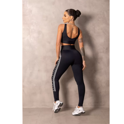 Black Brighten Fitness Top with Tie 4