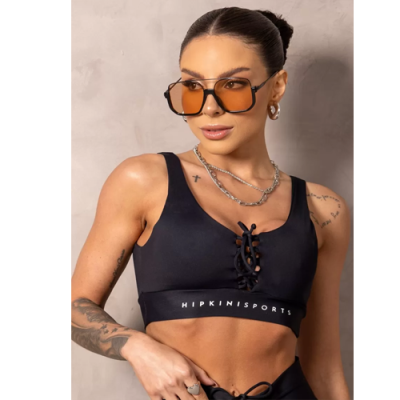 Black Brighten Fitness Top with Tie 5