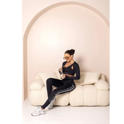 Black Brighten Fitness Top with Tie 6