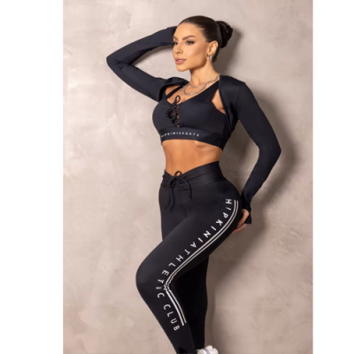 Black Brighten Fitness Top with Tie 8