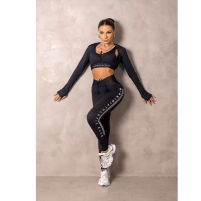 Black Brighten Fitness Top with Tie 9