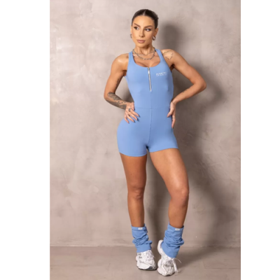 Brighten Sky Blue Fitness Romper with Zipper 6