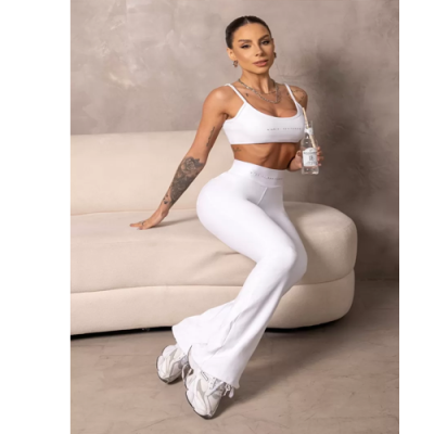 Brighten White Fitness Leggings with Pockets 2