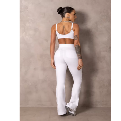 Brighten White Fitness Leggings with Pockets 5