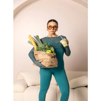 Fitness Brighten Green jumpsuit with silk 4