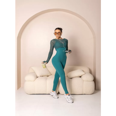 Fitness Brighten Green jumpsuit with silk 7