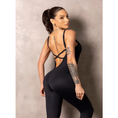 Jumpsuit Fitness Smash Black Flare 8
