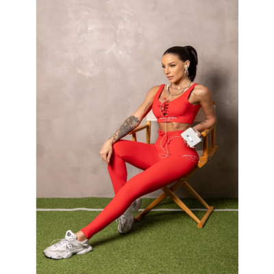 Red Smash Fitness Top with Tie 5