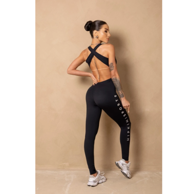 Breezy Black Fitness Jumpsuit with Zipper 2