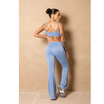 Breezy Flare Pants Shine Blue 3
