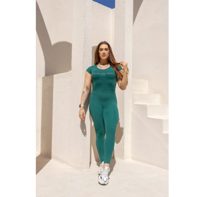 Breezy Green Fitness Short Sleeve Jumpsuit 4
