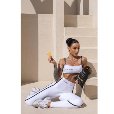 Breezy White Fitness Top with Black Strap 2