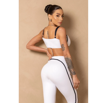 Breezy White Fitness Top with Black Strap 4