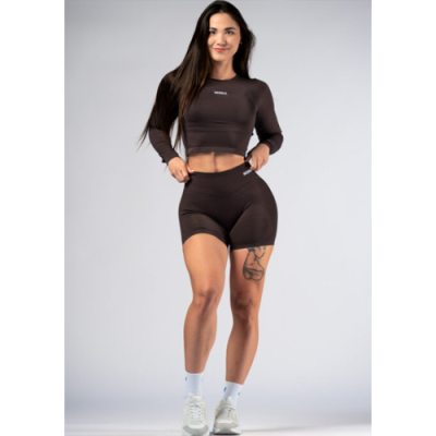 Dark brown push-up short leggings with high waist POWER 893 5