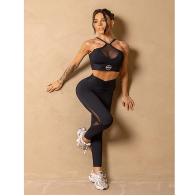 Fitness In Motion Legging Black with tulle 2