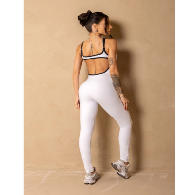 In Motion White Fitness Jumpsuit with pockets 3