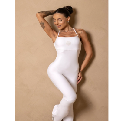Jumpsuit Fitness Wellness White flare 7