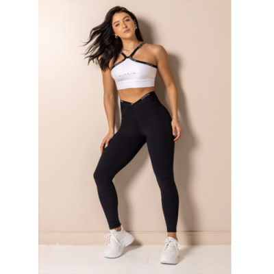 Black Fitness Club Classics Leggings with silk screen print. 6