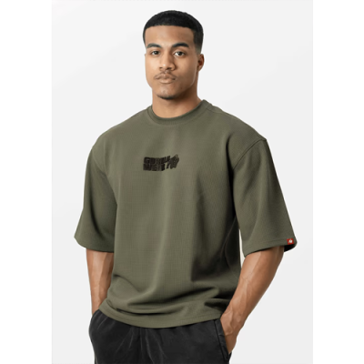 Idaho Oversized Waffle T-Shirt - Army Green 1