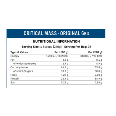 Critical Mass Original 6kg High Calorie Gainer cookies n cream 2