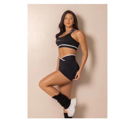 Outsider Black Fitness Shorts with Silk Screen Print 2