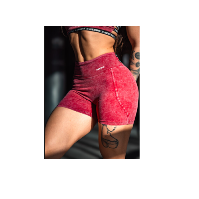 Washed High Waisted Leggings Shorts HERITAGE Red 780 3