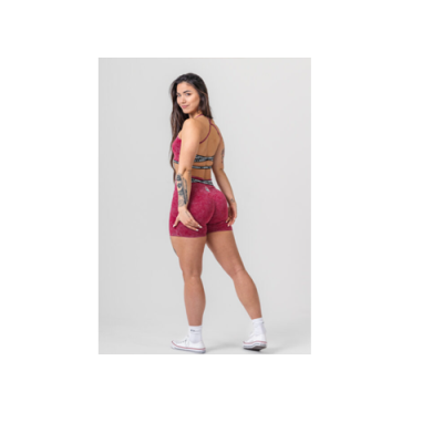 Washed High Waisted Leggings Shorts HERITAGE Red 780 6